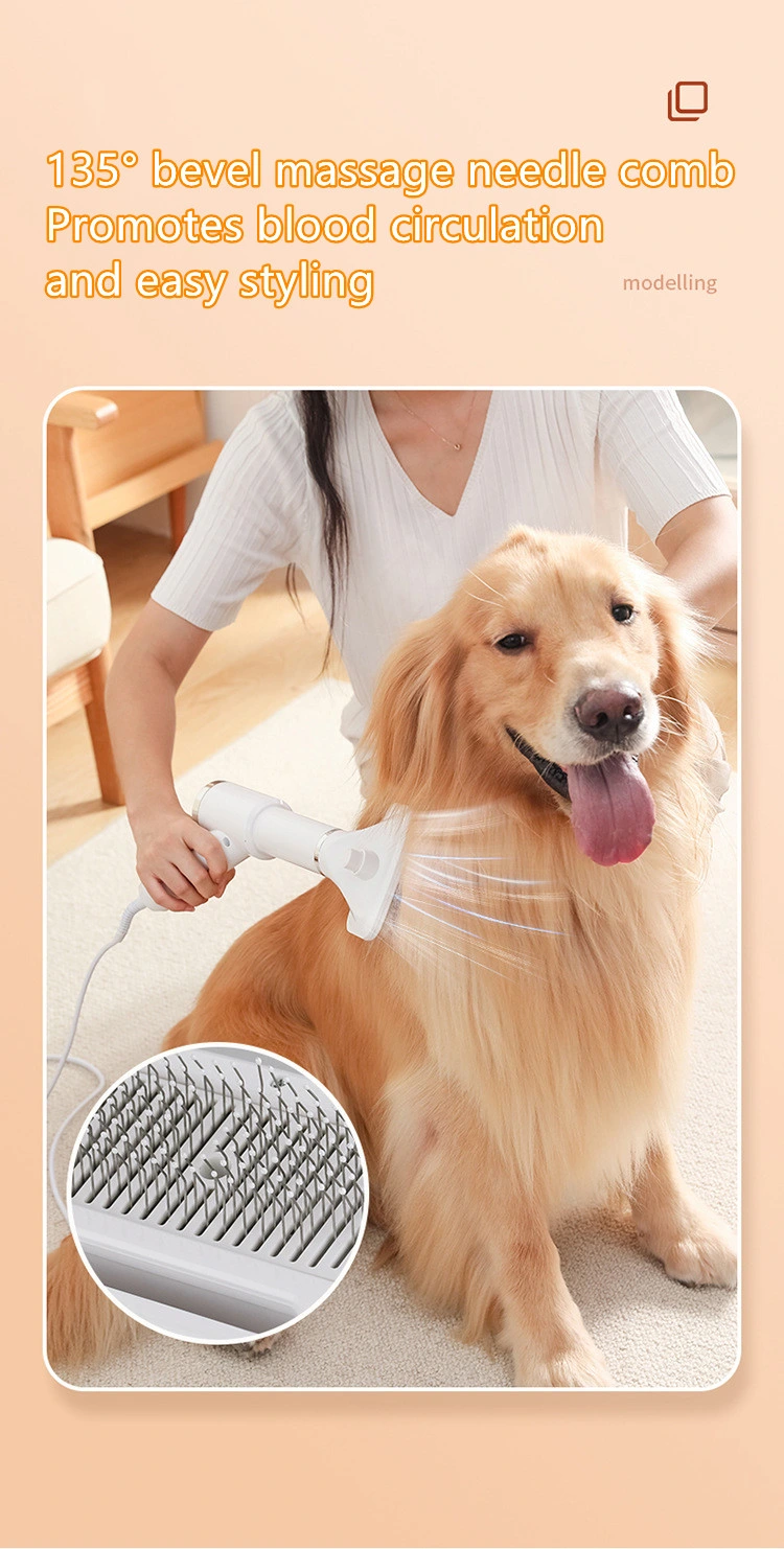 Pet Grooming Cleaning Electric Hair Dryer Slicker Brush Dog Cat Combing Pet Massage Electric Hot Air Comb Tool