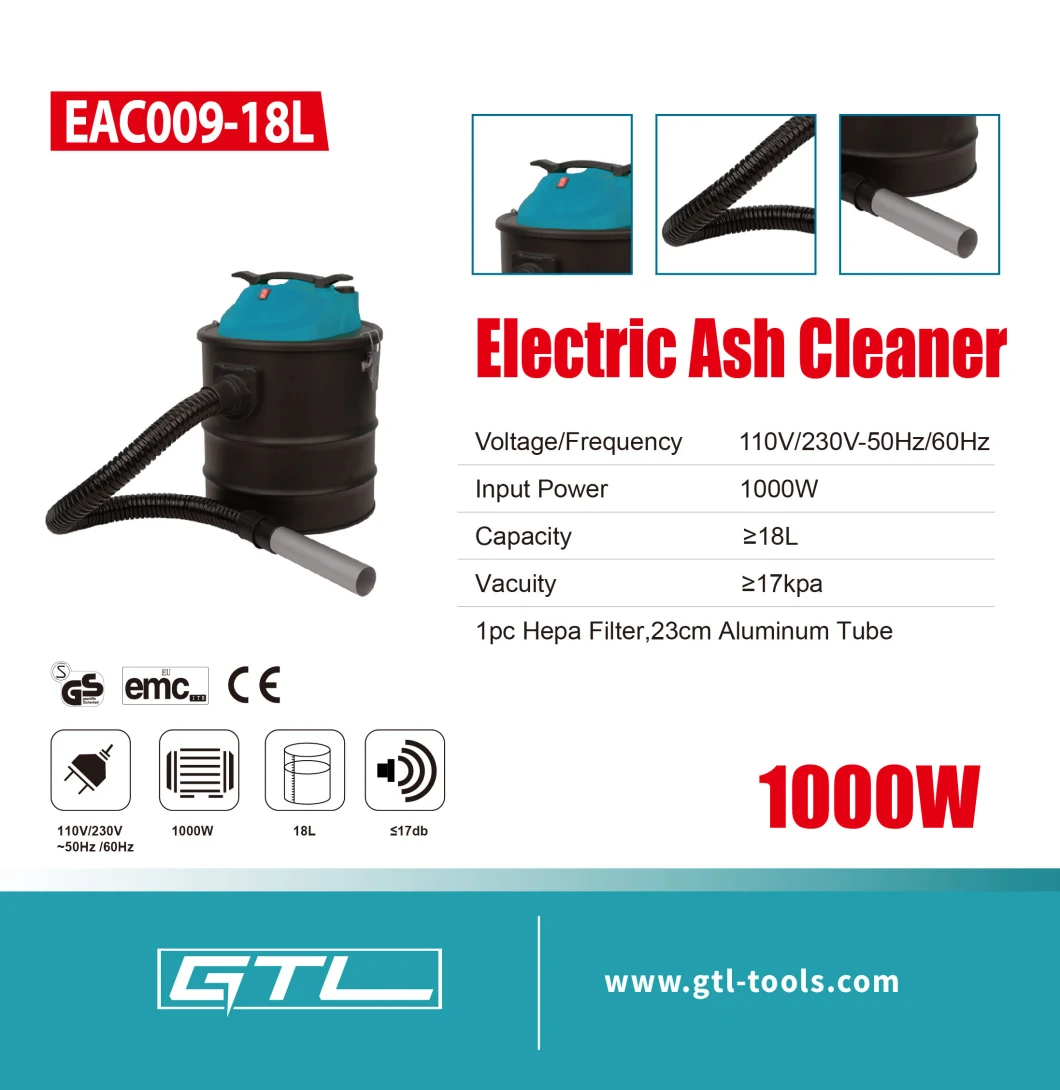 Cleaner Machine, 18L Capacity Electric Fire Proof Ash Vacuum, Electric Dry Dust Fireplace Ash BBQ Ash Vacuum Cleaner